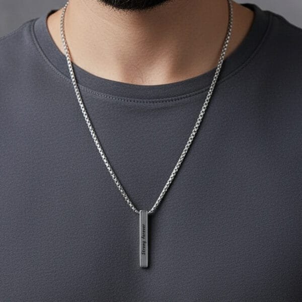 Alternative view of שרשרת חריטה לגבר - מקס כסף