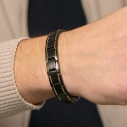 צמיד לגבר איטלקי שחור זהב