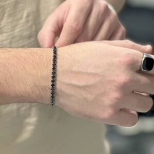 Alternative view of צמיד טניס יוקרתי 4 מ"מ - שחור כסף
