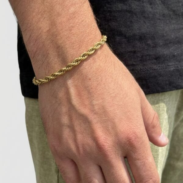 Alternative view of צמיד חבל בחיתוך יהלום 5 מ"מ - זהב