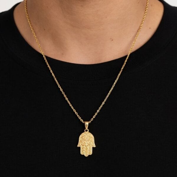 Alternative view of שרשרת חמסה קלאסית - זהב