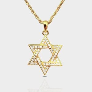 שרשרת מגן דוד כסף 925 - זהב נוצץ