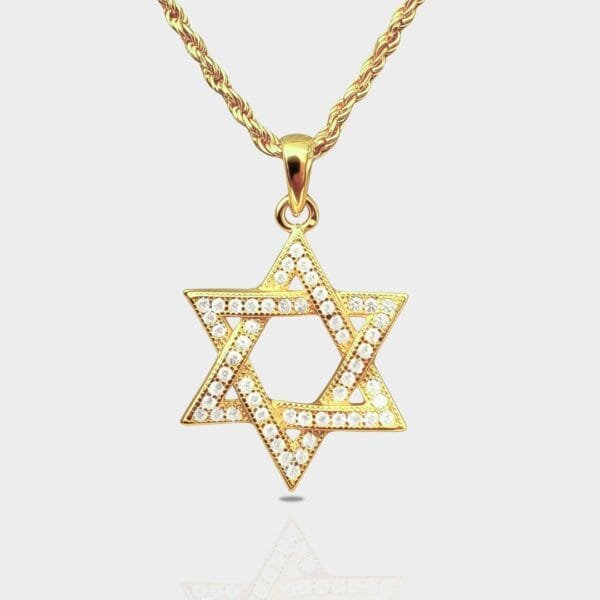 שרשרת מגן דוד כסף 925 - זהב נוצץ