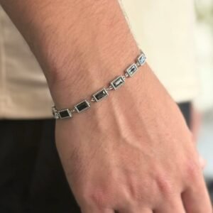 Alternative view of צמיד אבני חן יוקרתי - בלאק כסף