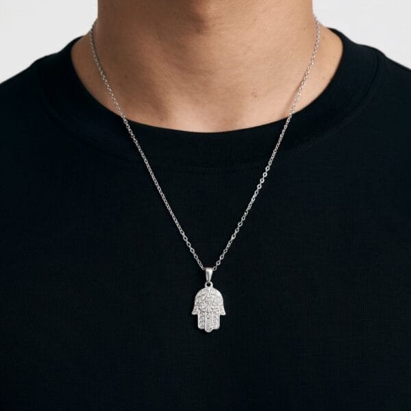 Alternative view of שרשרת חמסה קלאסית - כסף