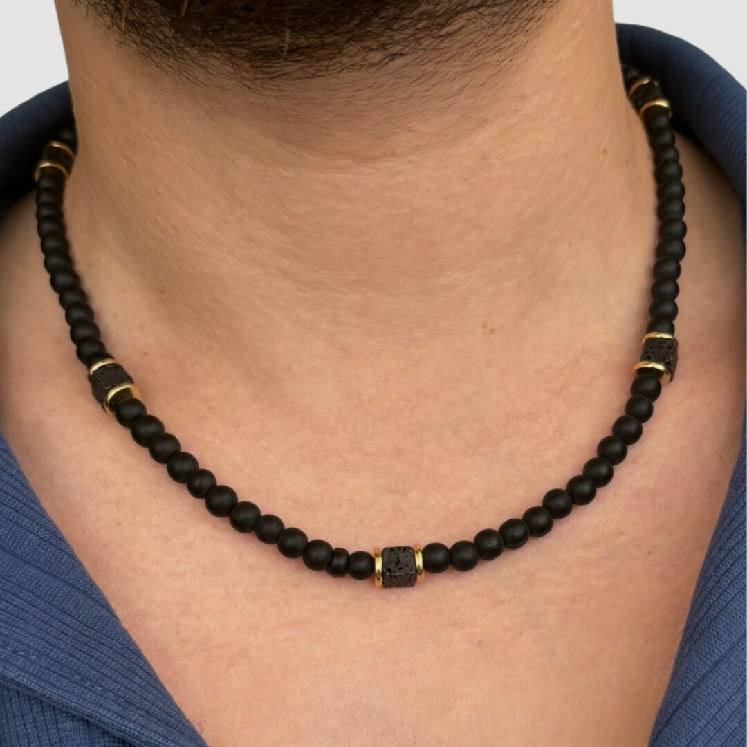 שרשרת חרוזים יוניקס שחור זהב 1