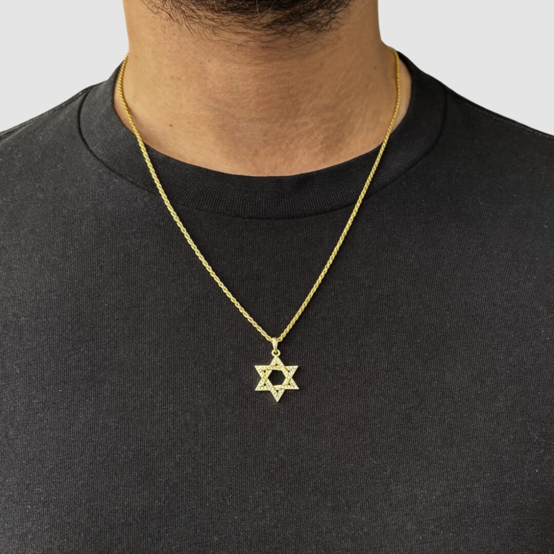 שרשרת מגן דוד זהב כסף 925 גדול