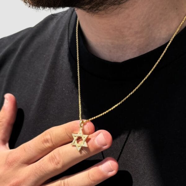 שרשרת מגן דוד זהב כסף 925 גדול 24 שרשרת מגן דוד זהב כסף 925 גדול 24