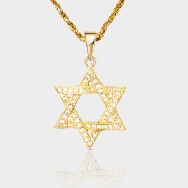 שרשרת מגן דוד כסף 925 - זהב נוצץ