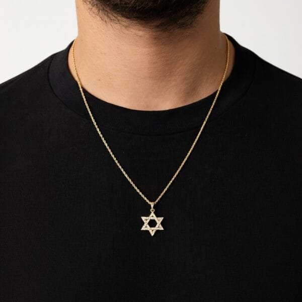 Alternative view of שרשרת מגן דוד כסף 925 - זהב נוצץ