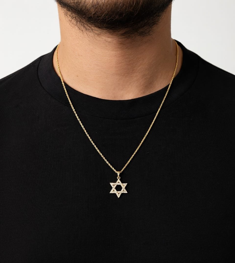 שרשרת מגן דוד זהב כסף 926