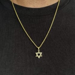 שרשרת מגן דוד זהב שחור חדש כסף שרשרת מגן דוד זהב שחור חדש כסף