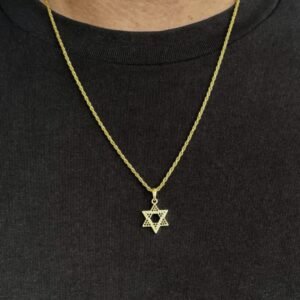 Alternative view of שרשרת מגן דוד כסף 925 - זהב שחור נוצץ