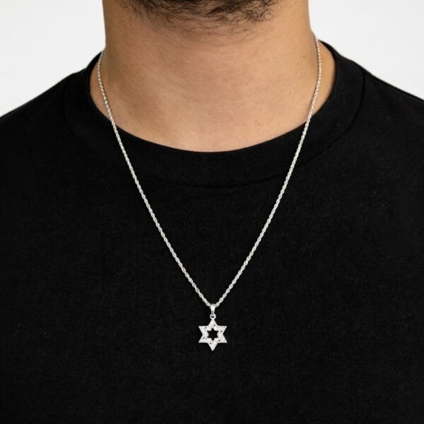 Alternative view of שרשרת מגן דוד כסף 925 - כסף נוצץ