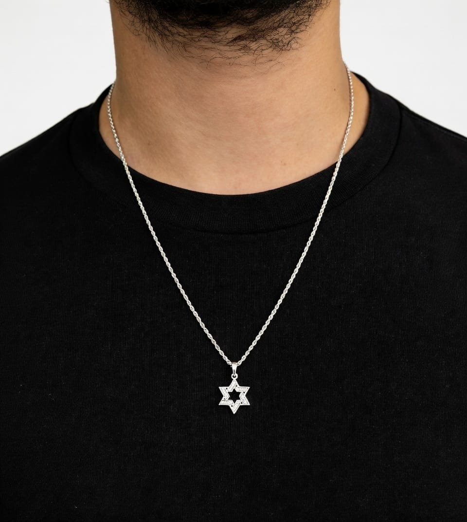 שרשרת מגן דוד כסף 925 ד