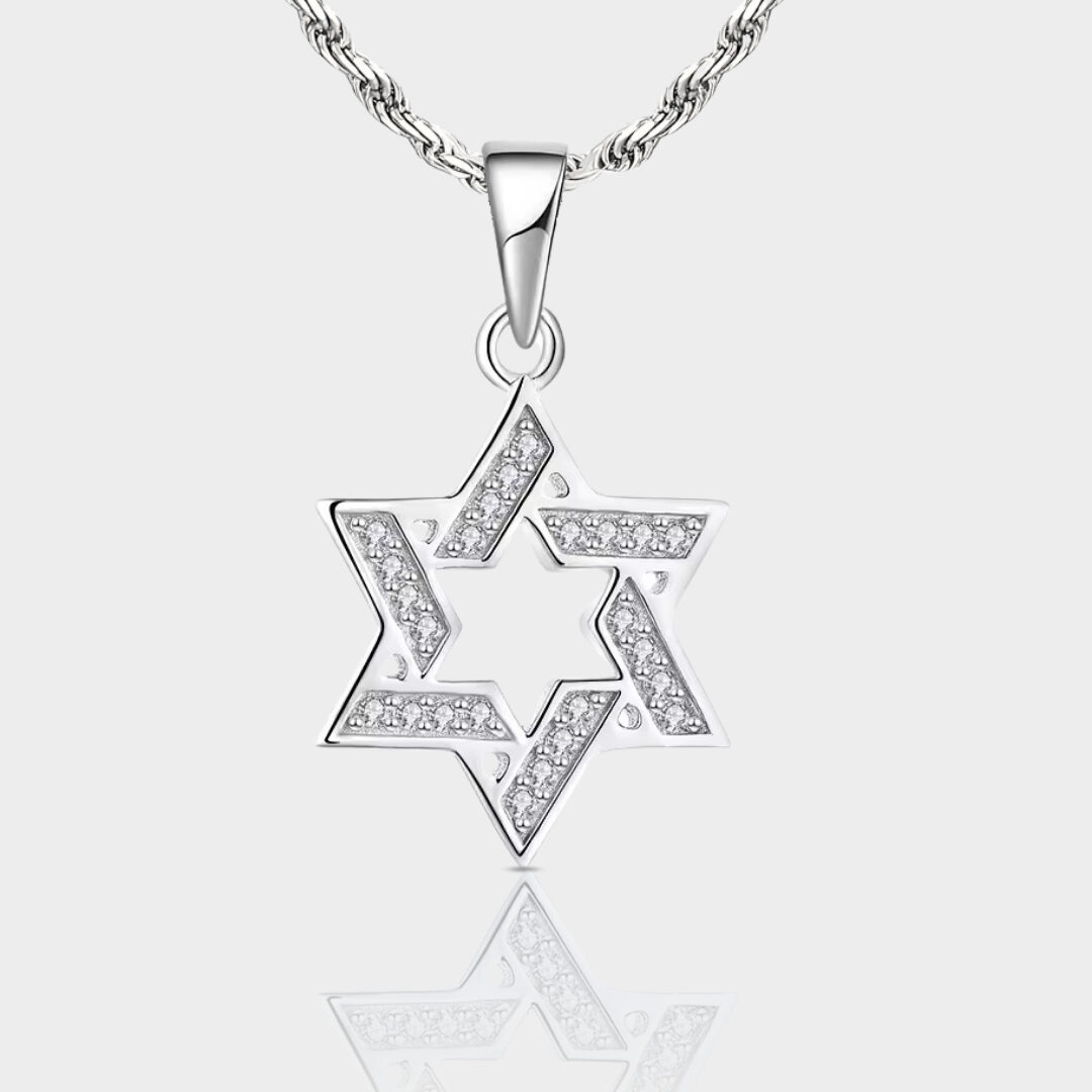 שרשרת מגן דוד כסף 925 - כסף נוצץ