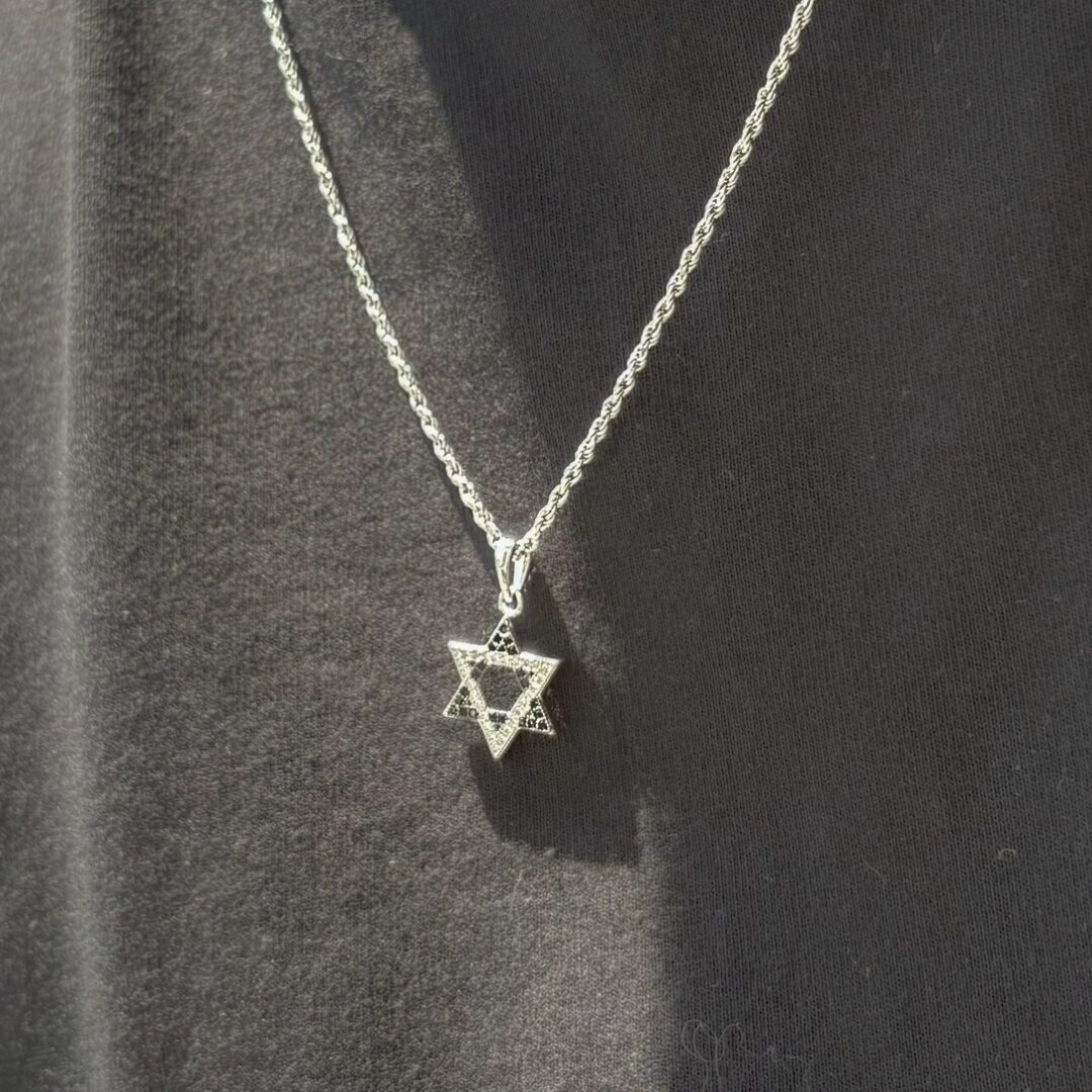 שרשרת מגן דוד כסף 925 שחור כסף 1
