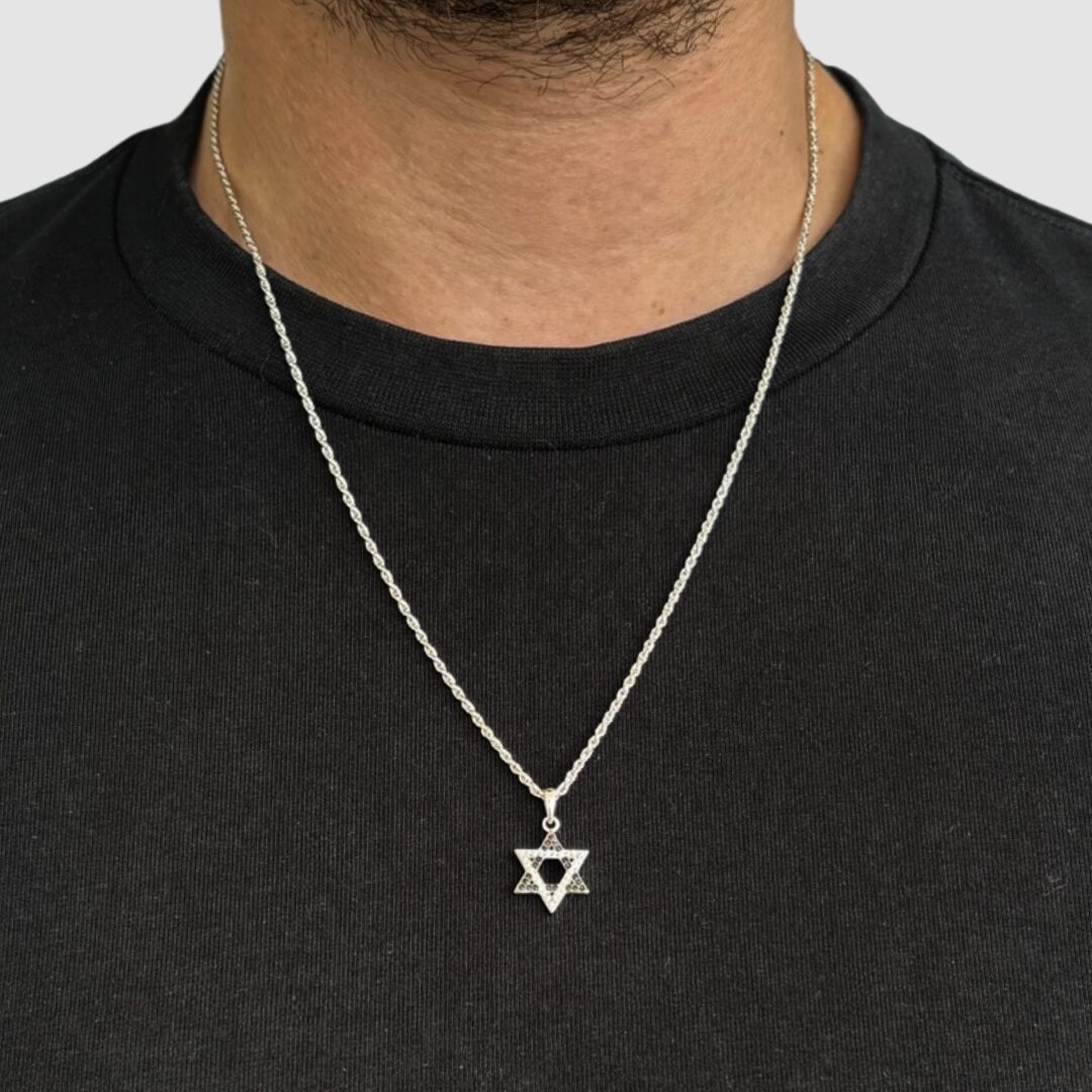 שרשרת מגן דוד כסף 925 שחור כסף