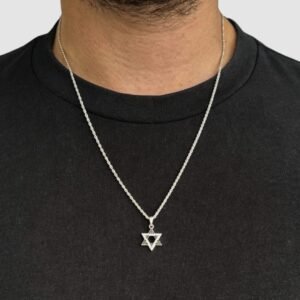 Alternative view of שרשרת מגן דוד כסף 925 - כסף שחור נוצץ