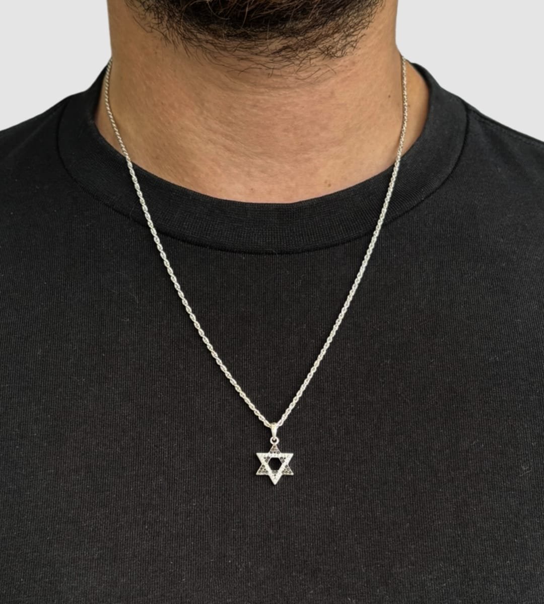 שרשרת מגן דוד כסף 925 שחור כסף
