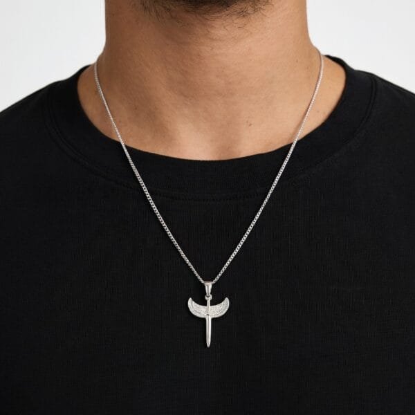 Alternative view of שרשרת מלאך לוחם - כסף