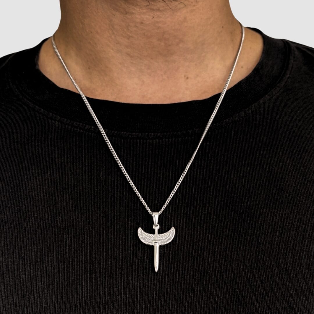 שרשרת מלאך לוחם כסף 5