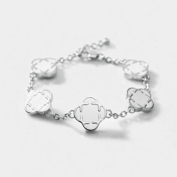 צמיד תלתנים מנס פרמיום - לבן כסף