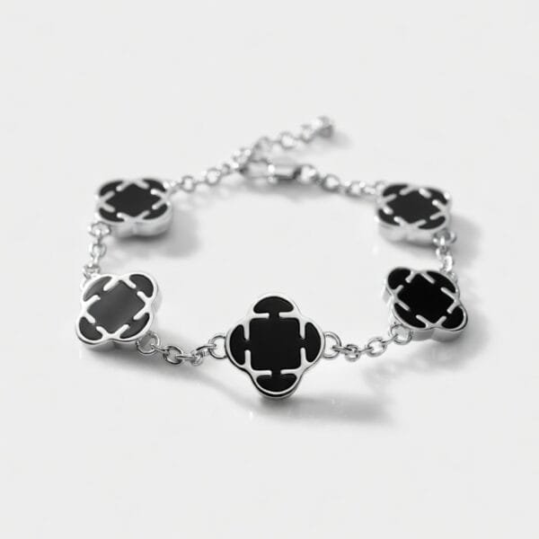 צמיד תלתנים מנס פרמיום - שחור כסף