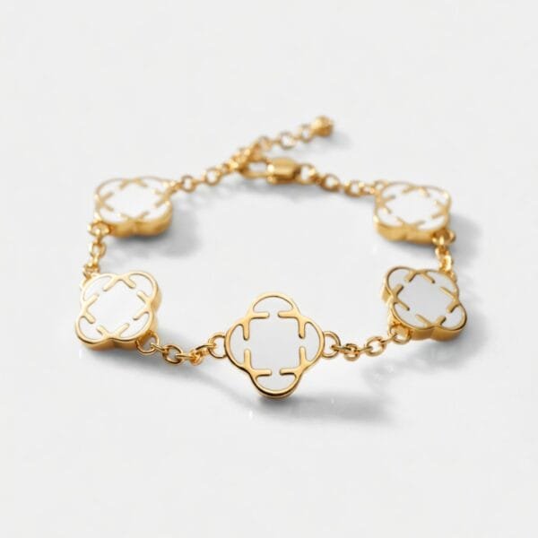 צמיד תלתנים מנס פרמיום - לבן זהב