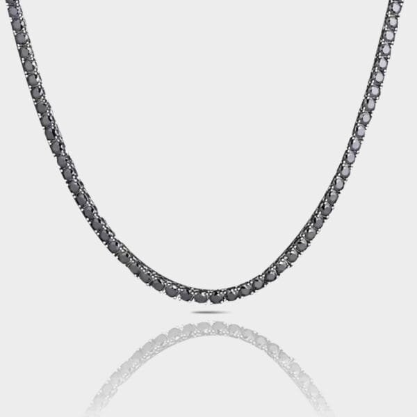 שרשרת טניס יוקרתית 4 מ"מ - שחור כסף