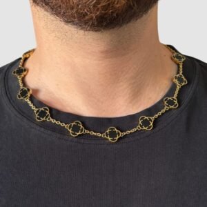 Alternative view of שרשרת תלתנים מנס פרמיום - שחור זהב