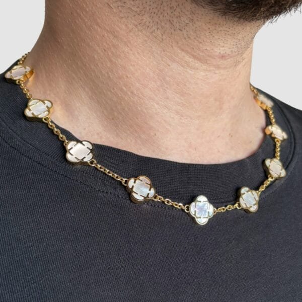 שרשרת תלתן פרמיום לבן זהב 1 שרשרת תלתן פרמיום לבן זהב 1