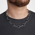 שרשרת תלתני מנס שחור כסף