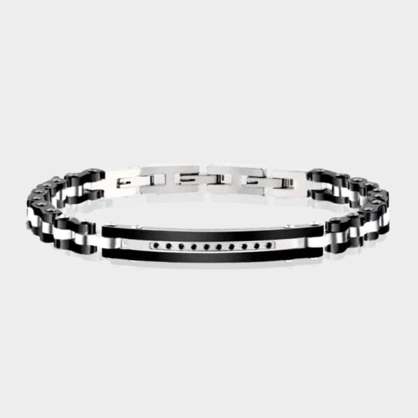 צמיד קרלו איטלקי - שחור כסף