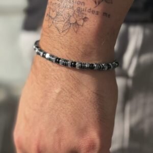 Alternative view of צמיד חרוזים לגבר יואב - כסף שחור