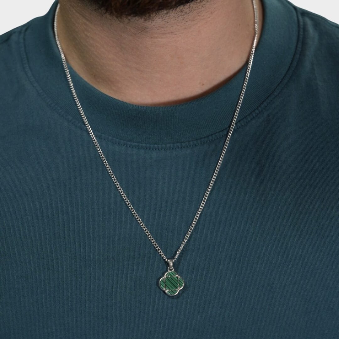 שרשרת תלתן ירוק כסף 3