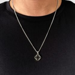 שרשרת תלתן כסף שחור 1 שרשרת תלתן כסף שחור 1