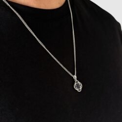 שרשרת תלתן כסף שחור 2 שרשרת תלתן כסף שחור 2