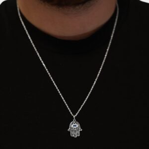 Alternative view of שרשרת חמסה כסף 925 - עין כחולה