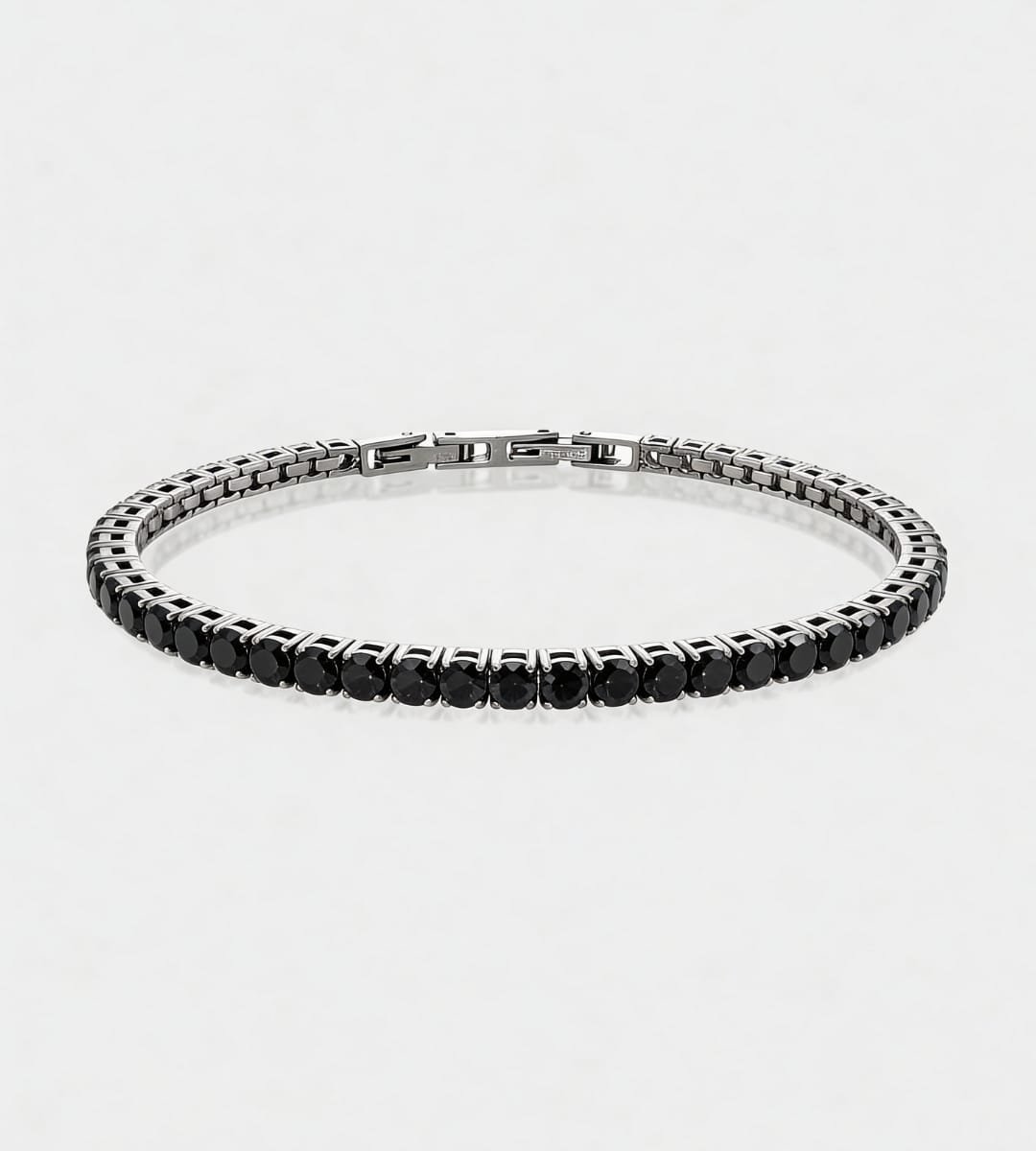 צמיד טניס יוקרתי 3 מ"מ - שחור כסף