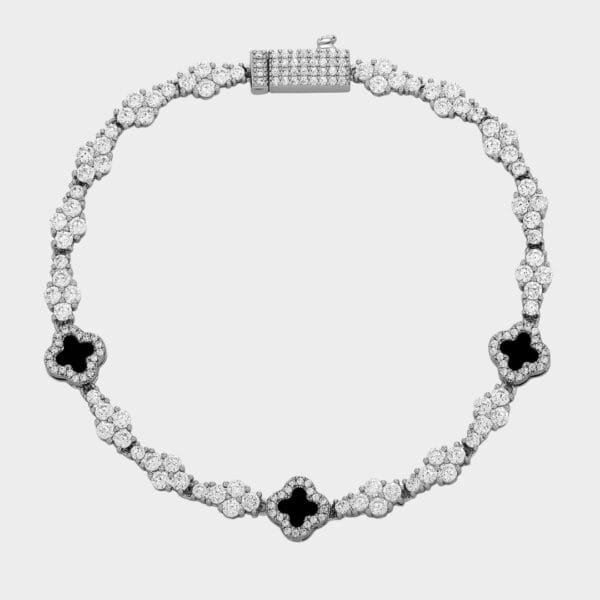 צמיד תלתנים יהלום חתוך - כסף