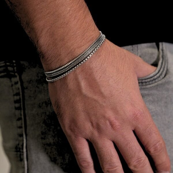 צמיד קליף - כסף חלק