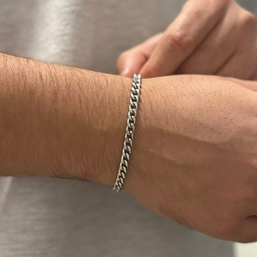 צמיד קובני 5 ממ זהב לבן 2