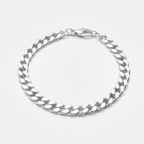 צמיד קובני 8 מ"מ - זהב לבן