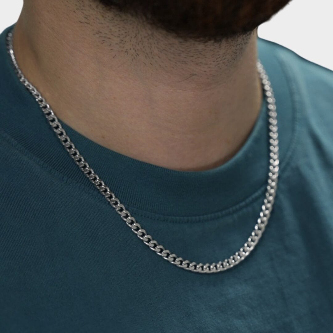 שרשרת קובנית זהב לבן