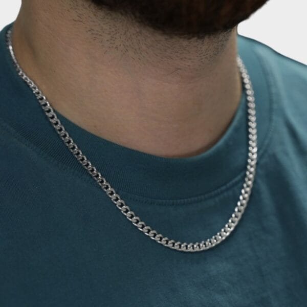 שרשרת קובנית זהב לבן שרשרת קובנית זהב לבן