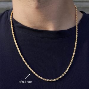Alternative view of סט שרשרת וצמיד חבל בחיתוך יהלום - זהב